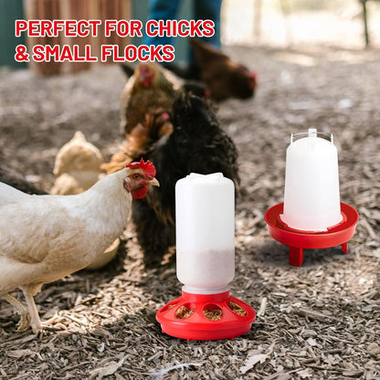 Sykria Chick Feeder and Waterer Kit, Automatic 1.5L Chick Waterer and 1L Chick Feeder for Poultry Farm Chick