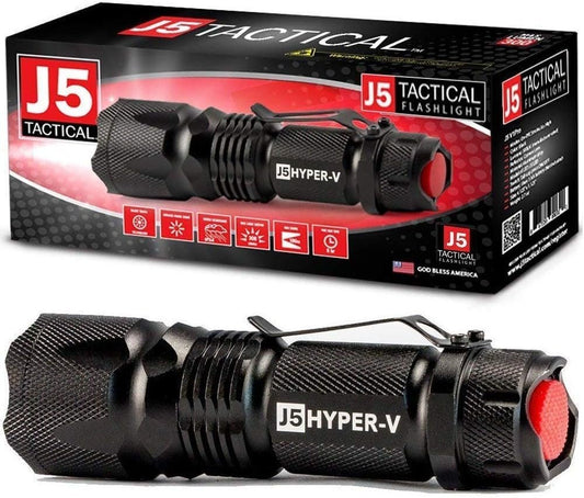 J5 Tactical - Hyper V Ultra Bright Tactical Flashlight Bright - Black