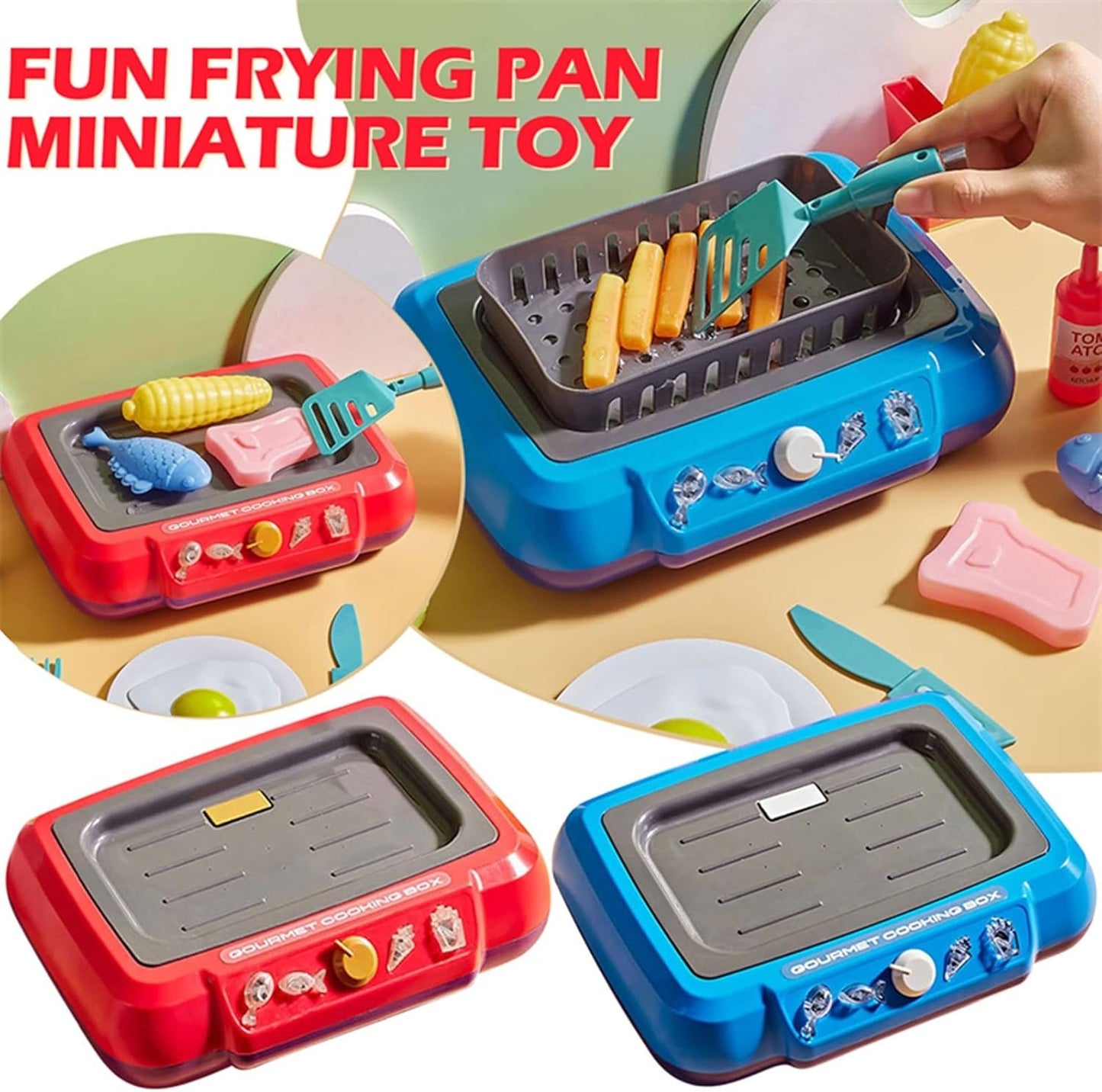 Luckywaqng 20 pezzi Gourmet Cooking Box Toy Simulation Cooking Toy Pretend Play Gourmet Cooking Box Water Fryer Cooking Box Play Grill with Cooking Utensils Light Accessori per la cucina dei bambini