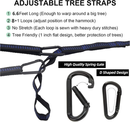 Double Camping Hammock, Two Person Hammocks with 2 Tree Straps(16+2 Loops), Portable Lightweight Hammock with 210T Nylon Parachute for Backpacking, Outdoor, Beach, Travel, Hiking, Gear - Red Gray