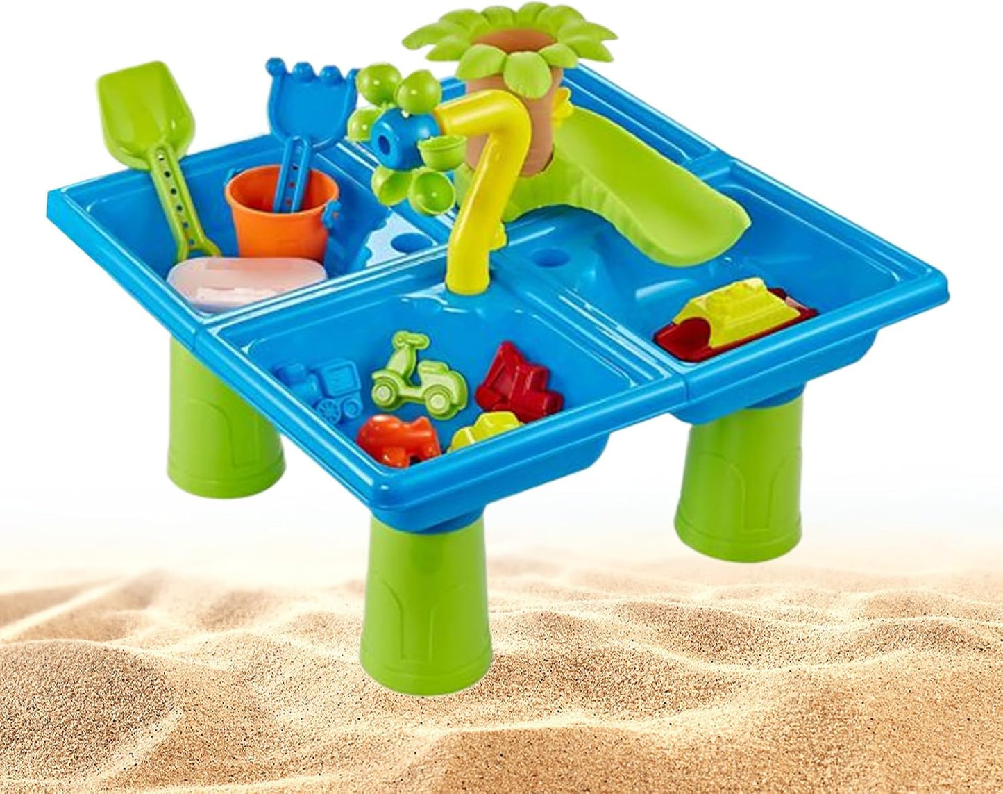 Sand And Water Table, Educational Sensory Playset, 17.72x17.72in Beach Toys Boys Girls, Bath Game Accessories, Fun Backyard Indoor Garden Toy for Learning Creative Play