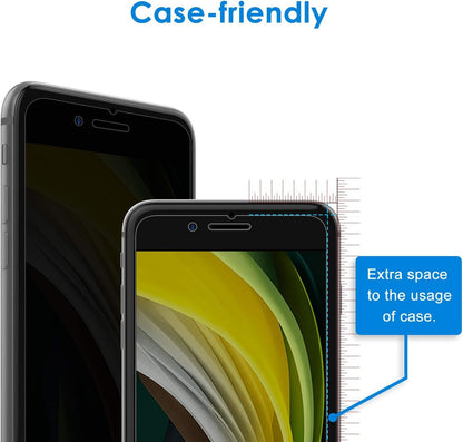 JETech Privacy Screen Protector for iPhone SE 3/2 (2022/2020 Edition), iPhone 8 and iPhone 7, Anti-Spy Tempered Glass Film, 2-Pack