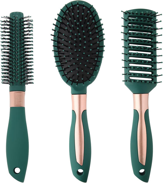 Hair Brush Set for Women Antistatic Massage Oval Air Cushion Hair Brush Round Detangling Hair Brush with Long Handle for Wet and Dry Men