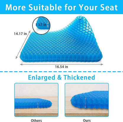 Gel Seat Cushion, ZIKO Ergonomic Design Egg Seat Cushion Wheelchair Cushion with Breathable Non-Slip Cover for Back Sciatica Pain Relief Long-Sitting Seat Cushion for Office Chair Car Wheelchair