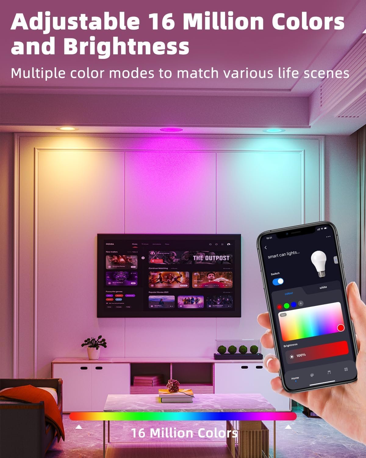 Gefolly Smart Recessed Lighting 4 Inch, Led Can Lights for Ceiling Color Changing Wi-Fi Bluetooth Connect, Dimmable Retrofit Led Recessed Light Compatible with Alexa & Google Assistant,1000 LM， 1Pack