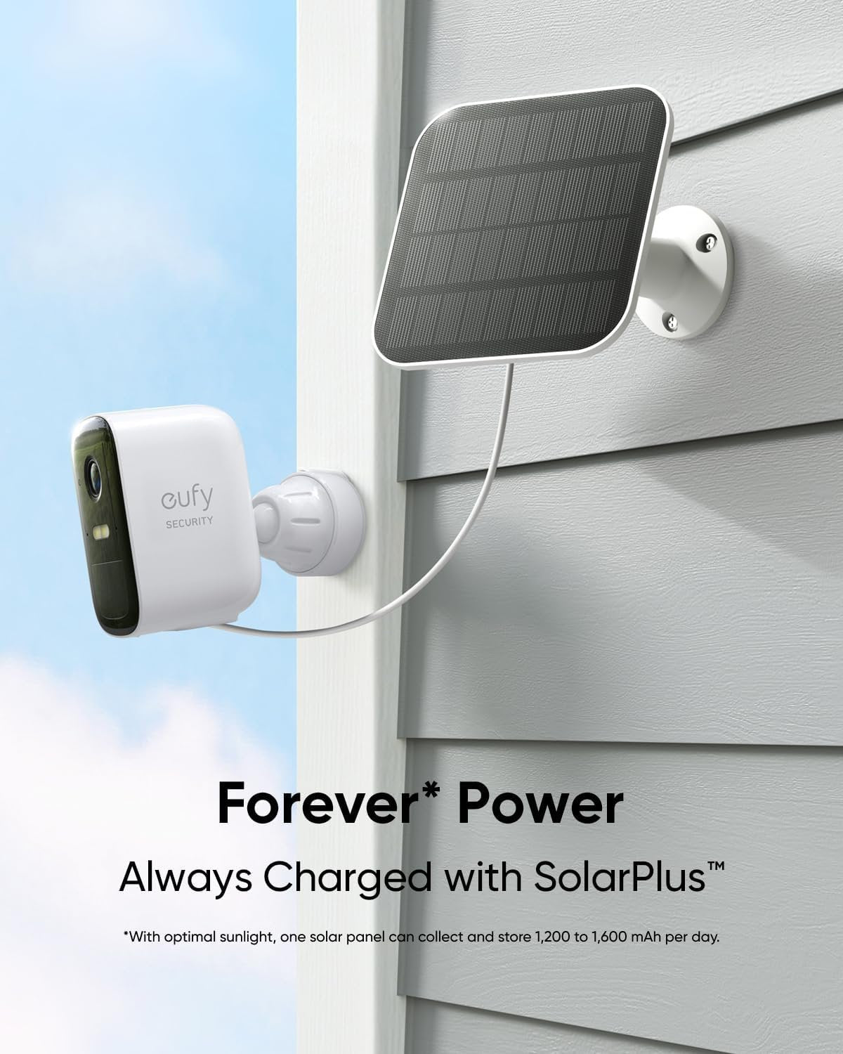 Eufy Security by Anker, eufyCam 2C Wireless Surveillance Camera+Solar Panel, 180 Days Battery Life, 1080p HD, IP67 Weatherproof, Night Vision, Compatible with Amazon Alexa, No Monthly Fees
