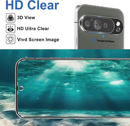 [3+3 Pack] Glass Screen Protector for Google Pixel 9 Pro 5G 6.3 Inch, 9H Tempered Glass, Ultrasonic Fingerprint Unlock,HD Clear Case Friendly for Google Pixel 9 Pro Tempered Glass Screen Protector