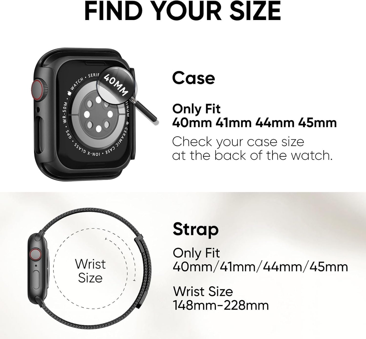 Stainless Steel Mesh Loop Compatible with Apple Watch Strap 40mm 41mm 44mm 45mm and Case with Screen Protector, Magnetic Bands with TPU Case for Bracelet Apple Watch Band Series SE 9 8 7 6 5 4 3 2 1