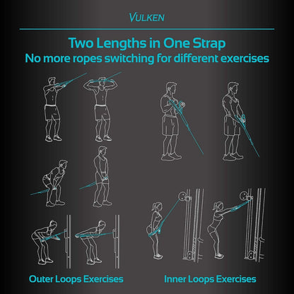 Vulken Tricep Rope Cable Attachment. 28.7 Inch & 22 Inch Two Lengths Built in One Pull Down Rope