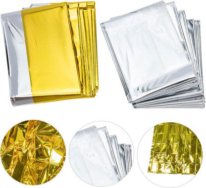 EXHUMKY 6Pcs Portable Emergency Blanket Multi Use Insulation Blankets for Outdoor Aid Survival Gear Lightweight for for Adventure Emergency Situations