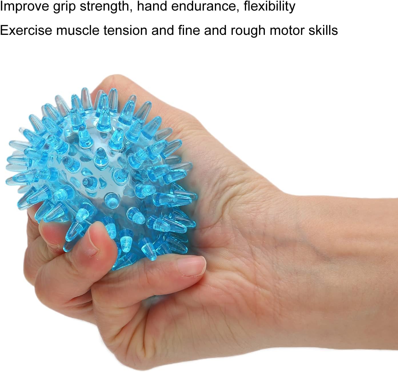 Spiky Ball Hollow Soft Transparent Strength Recovery Exercise Stress Relief Massage Ball for Hand Wrist Foot, Back, Muscles,Spiky Roller Sensory Toys Deep Tissue Trigger (6CM)