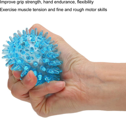 Spiky Ball Hollow Soft Transparent Strength Recovery Exercise Stress Relief Massage Ball for Hand Wrist Foot, Back, Muscles,Spiky Roller Sensory Toys Deep Tissue Trigger (6CM)
