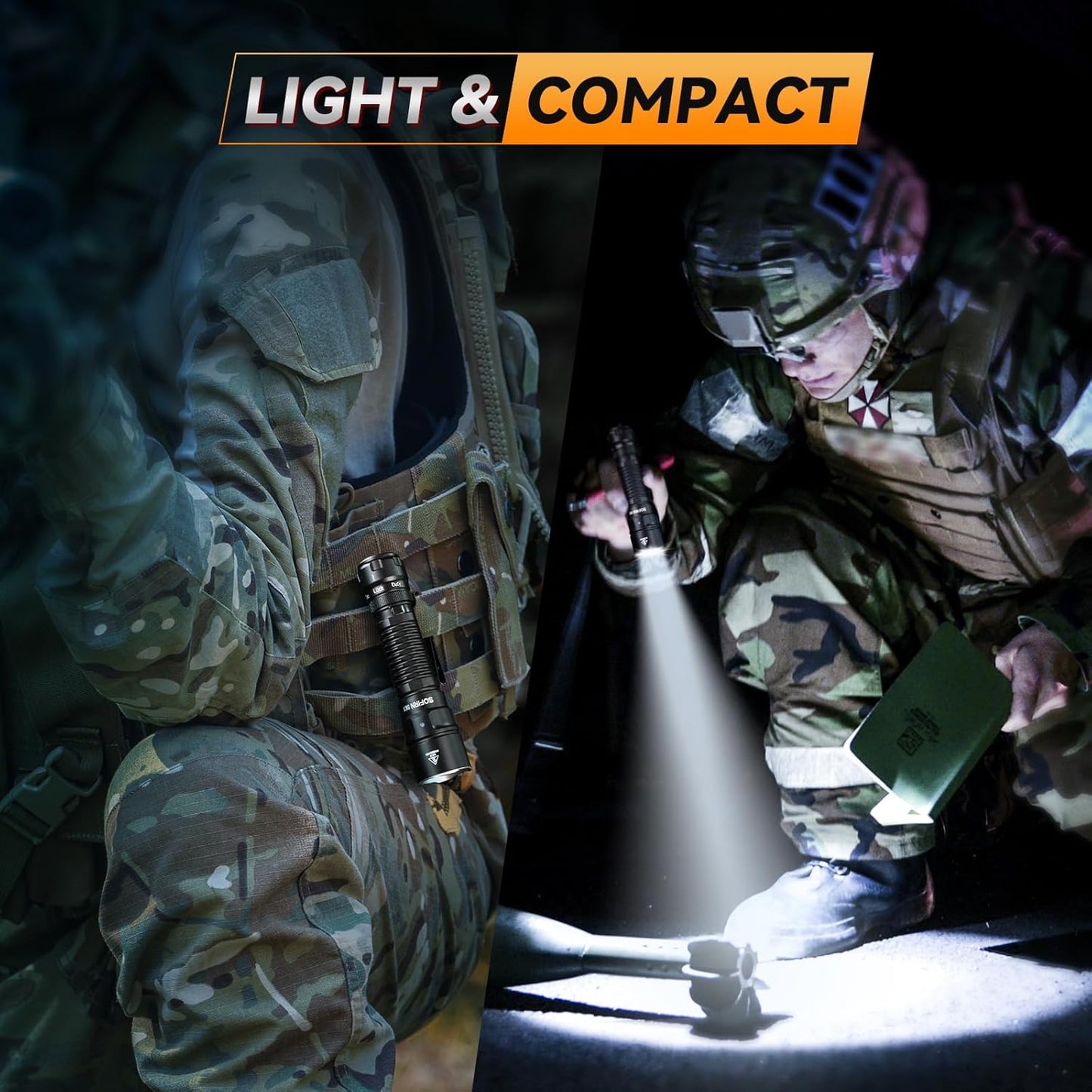 Sofirn SK1 Tactical Flashlight, LED Pocket Torch Rechargeable, 1571ft Long Throw and Rotary Switch, EDC Handheld Flashlight for Home Camping Emergencies Rescue Hunting