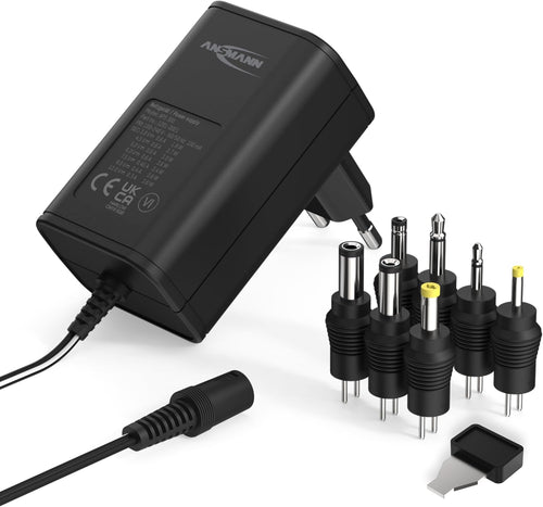 ANSMANN Universal Power Supply 7 Pin APS 300 3-12V - Charger for Electronic Devices Interchangeable Connectors 300mA Adjustable Voltage