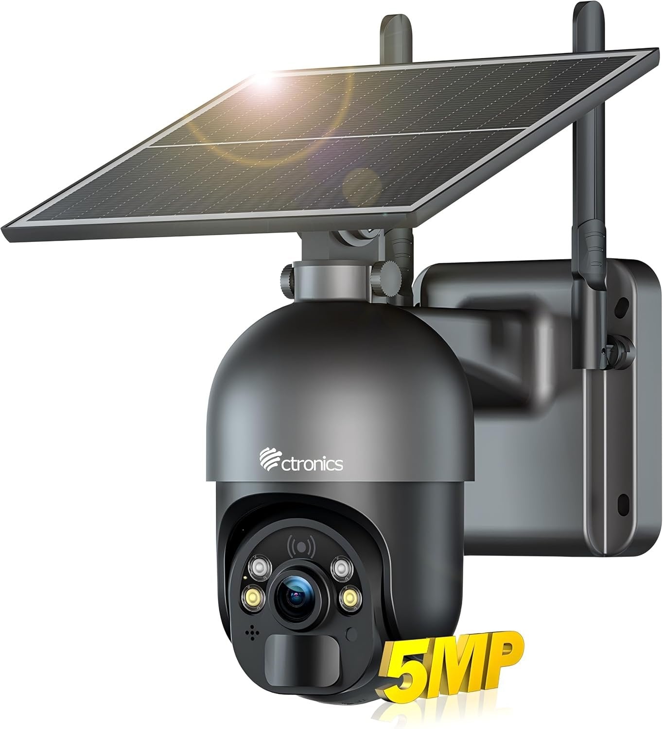 ctronics 5MP Solar Security Camera Outdoor Wireless, 6W Solar Panel, Sound-Light Alarm, PC/Phone Remote Control, CCTV Outdoor Camera with Color Night Vision, Cloud/FTP Storage
