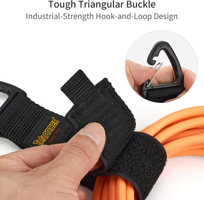Trilancer Hook-and-Loop Storage Straps with Triangular Buckle to Hang on Walls for Cables, Wires, Rope, Hoses, Organization for Home, Garage or Workshop（2*S，4*M，4*L）