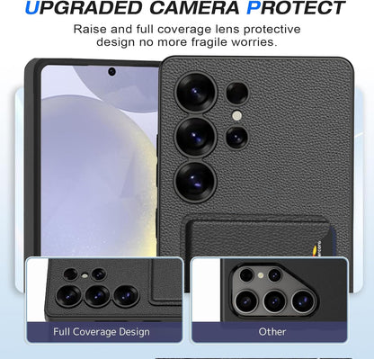 Zurligi for Samsung Galaxy S25 Ultra Case with Card Holder, with Kickstand, 2 in 1 Design Shockproof Protective Slim Protective Phone Case for Samsung Galaxy S25 Ultra, Durable Drop Protection