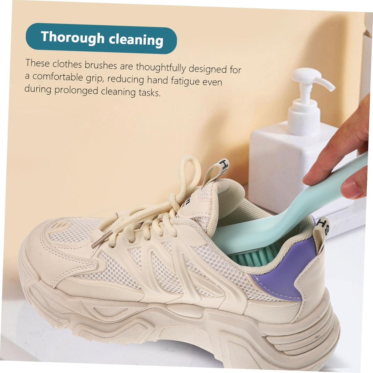 Baluue 1 Set Multipurpose Laundry Cleaning Brush Ergonomic Long Handle Shoe Scrub Brush Durable for Shoes Upholstery Carpets Essential Household Scrubbing Tool