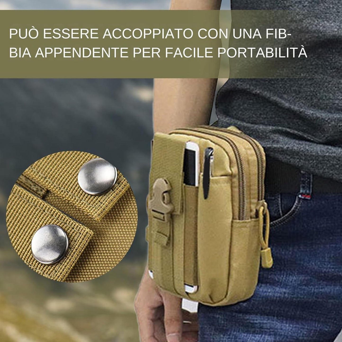 Generico Hiking Fanny Pack, Outdoor Waist Belt Bag, Large Capacity Oxford Phone Case, Wallet Pouch Gadget Pocket for Smartphone, Tools, Travel, Running, Cycling, Hiking, Camping, Trekking