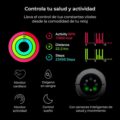 Ksix Olympo Smart Watch for Men, Stylish Calls and Notifications, Cool AMOLED Display, Health and Sports Monitor, Voice Assistants, 5 Days Runtime, iOS App and, Black, Standard, Black, Standard