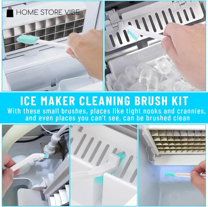 Ice Maker Cleaner Brush Set - 2pc Straw Cleaner Brush & Ice Machine Cleaner, 8pc Crevice Tools, Essential Kit for Maintenance & Cleaning