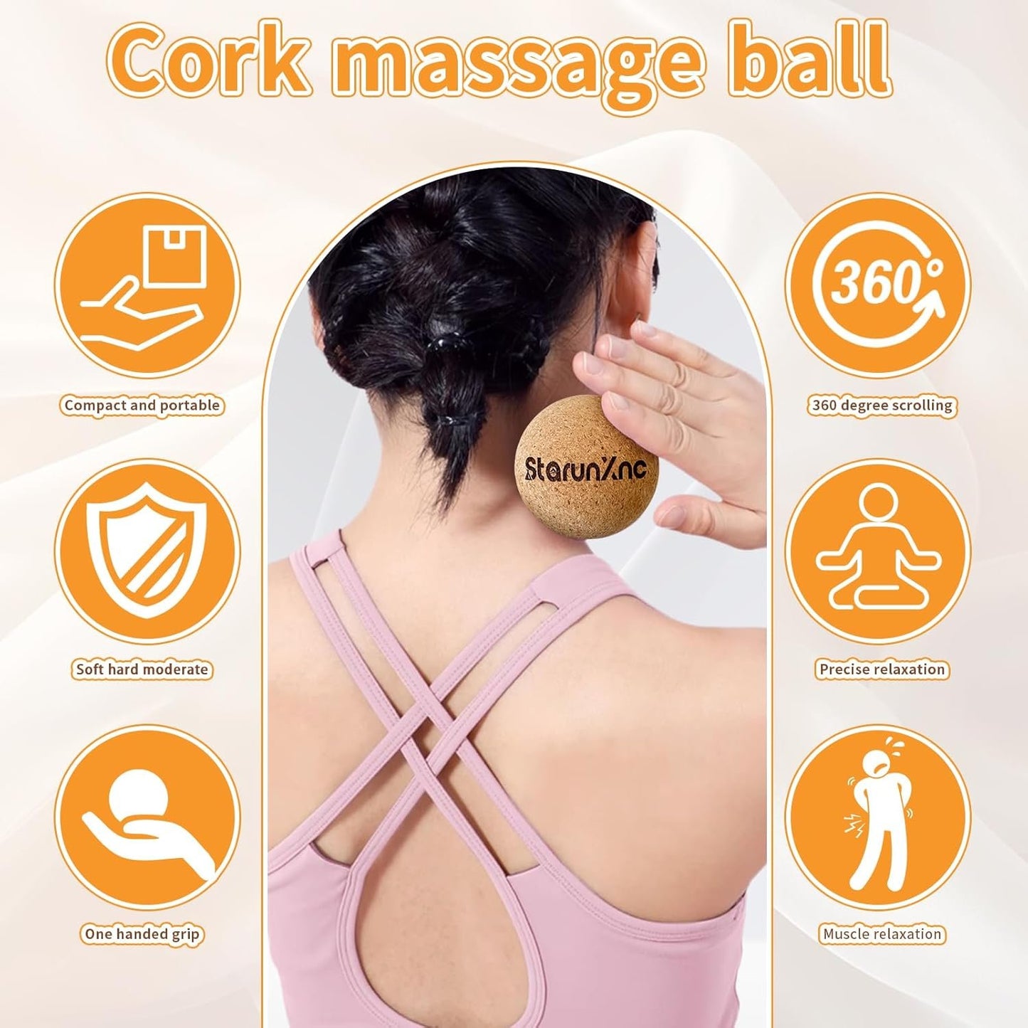 StarunXnc Cork Massage Ball Set (3-Pack) for Full-Body Massage ��� Lightweight and Portable, Designed for Trigger Point Therapy, Plantar Fasciitis Relief, and Muscle Recovery (3)
