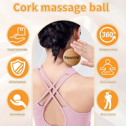 StarunXnc Cork Massage Ball Set (3-Pack) for Full-Body Massage ��� Lightweight and Portable, Designed for Trigger Point Therapy, Plantar Fasciitis Relief, and Muscle Recovery (3)