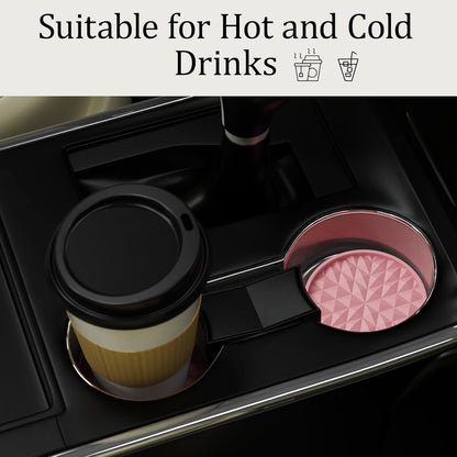 Wingcases Car Coasters Silicone(4 Pack,7cm, Soft Pink) Girl Women Non Slip Mats, Embedded Interior Car Accessories, Cup Holders Insert Coasters Decor