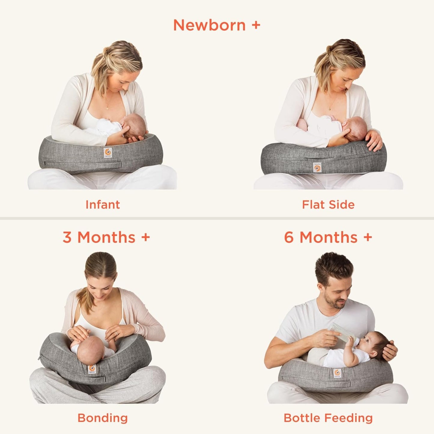 Ergobaby Natural Curve Nursing Pillow with Strap, Grey