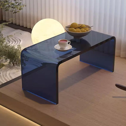 Small Japanese Table for Floor Sitting Dining, Acrylic Tabletop, High Value And Versatile, Slightly Curved Corners, Artistic Style, 4 Colours Available (Color : Blue, Size : 60 * 30 * 30cm)