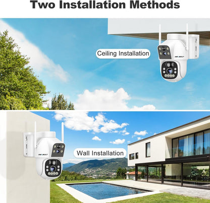 GENBOLT Solar WiFi Security Camera Outdoor Wireless, 8W 15600mAh Battery Powered Home Surveillance Camera CCTV with Dual View, Dual Lens Spotlight IP Camera with Color Night, PIR Detection