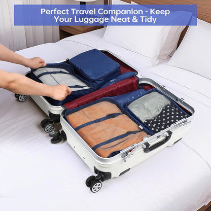 Packing Cubes Travel Bag Polyester 7 Pieces Lightweight Waterproof Space Saving Travel Bag Organizer (Dark Blue)