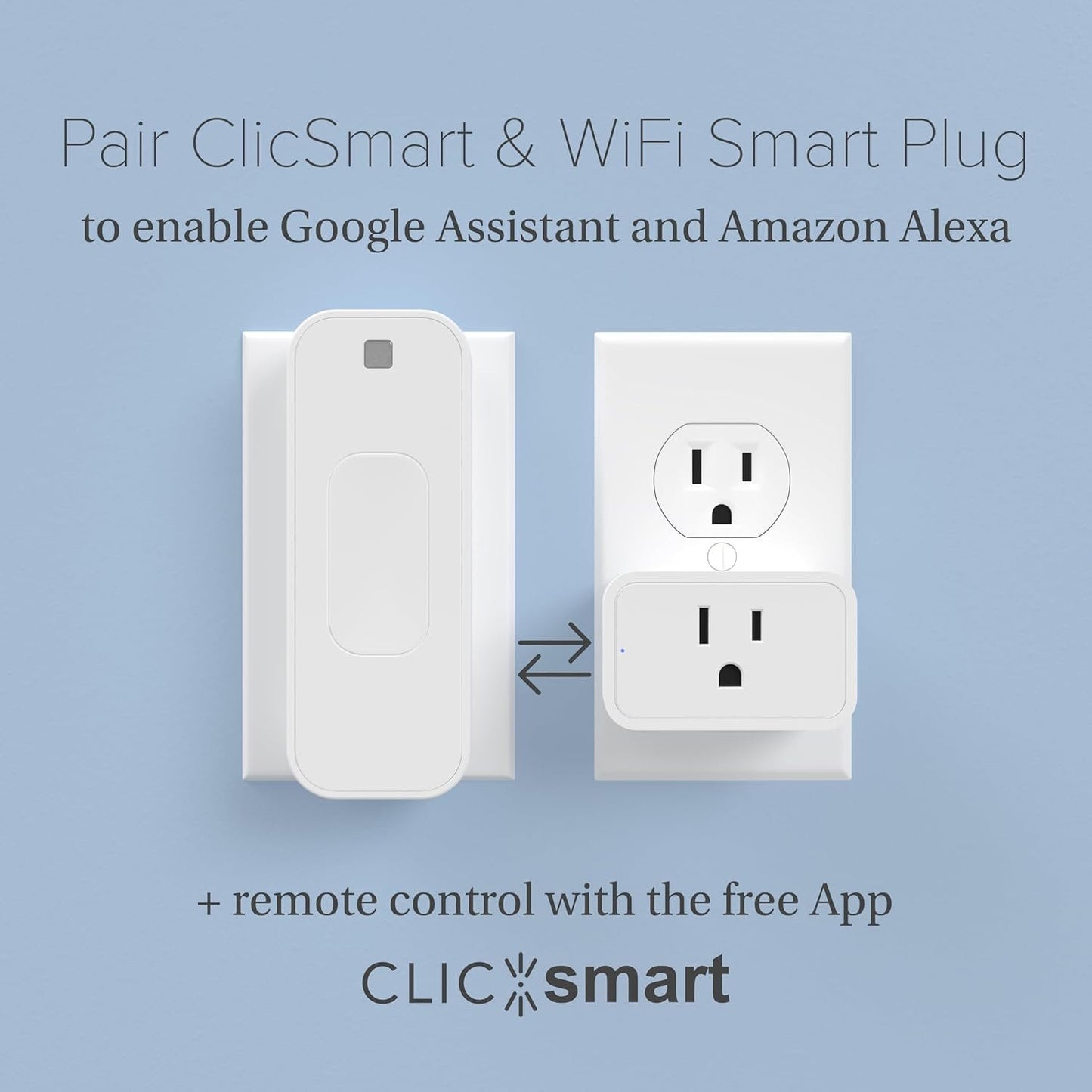 ClicSmart Rocker Smart Home Lighting Automation Starter Kit for Rocker Style Wall Switches Includes One WiFi Outlet Smart Plug and One Magnetic Bluetooth Rocker Switch Controller Free ClicSmart App