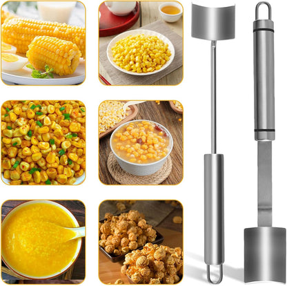 New Long Handle Stainless SteelCorn Cob Stripper Tool,Corn Cob Peeler Tool with Ergonomic Handle, Kitchen Gadget (A)