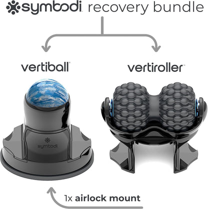 Vertiball Symbodi Recovery Bundle: The Solution for Muscle Relief - Muscle Recovery Massage Ball & Roller Kit, Wall Mountable Suction Cup, and Trigger Point Massager for Pain Relief (Black)