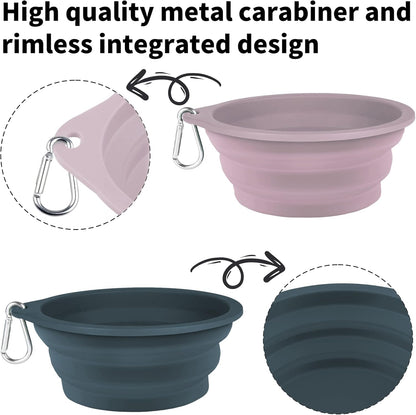 COOYOO Collapsible Dog Bowls 700ML,2 Pack Portable Collapsible Dog Water Bowls for Cats Dogs,Pet Foldable Feeding Watering Dish for Traveling Camping Walking with 2 Carabiners
