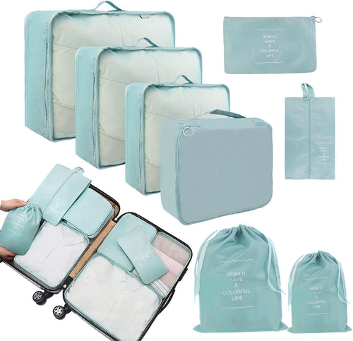 8 Pcs Suitcase Organizer, Multifunctional Waterproof Travel Suitcase Organizer Suitcase Organizer Shoe Bag Cosmetic Bag Organization System for Vacation, Travel
