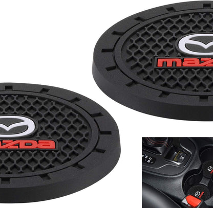 AOOOOP Car Interior Accessories for Mazda Cup Holder Insert Coaster - Silicone Non-Slip Mat for Mazda 3 6 CX-3 CX-5 CX-9 MX-5 (Set of 2, 7cm Diameter)