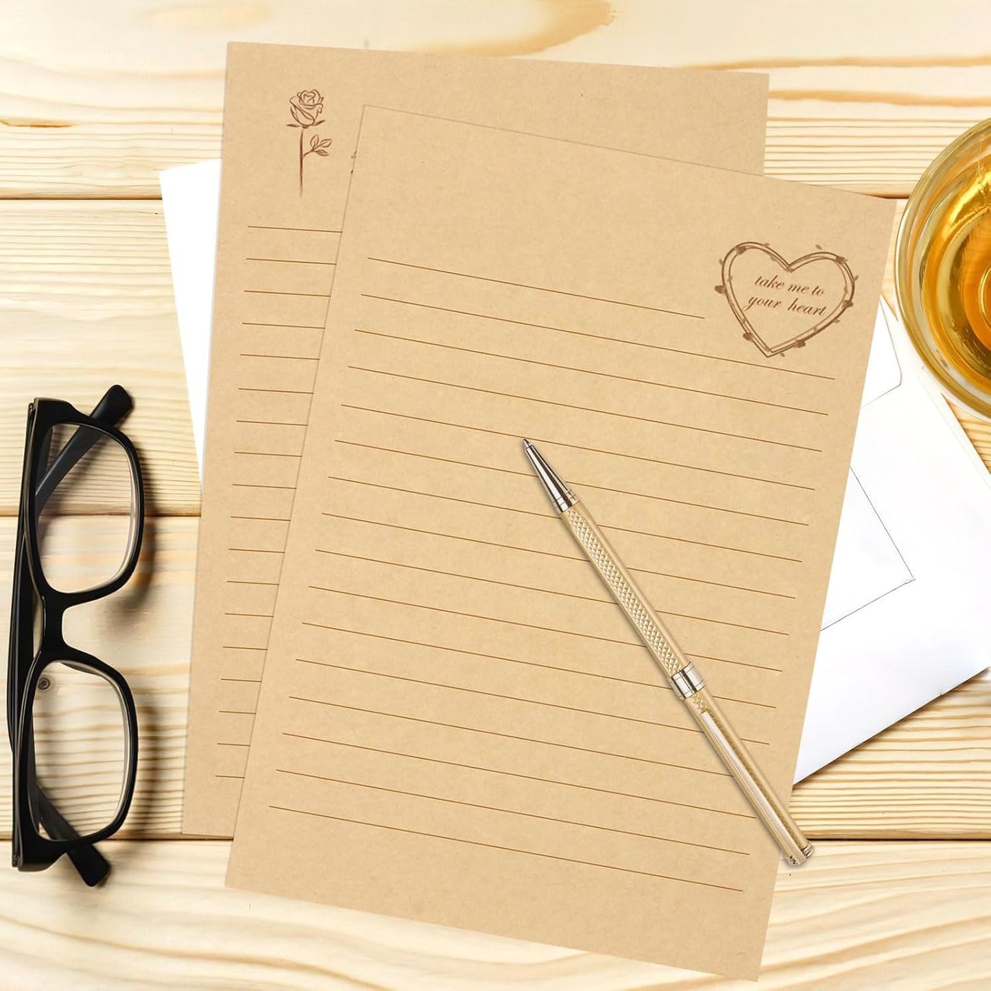 KSIWRE 72 PCS Vintage Stationery Set,24 Stationery Writing Papers with 12 Matching Envelopes,Old Looking Stationary Kit for Writing Letters and Invitations