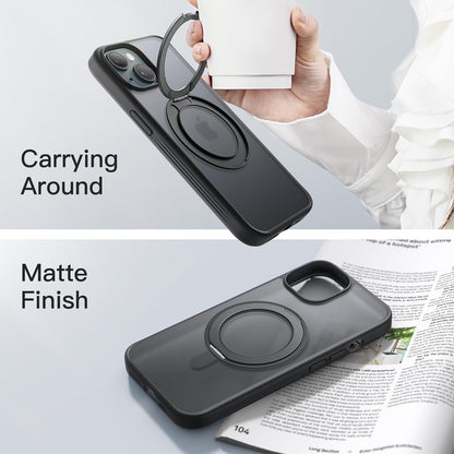JETech 360 Degree Rotatable Ring Case for iPhone 15 6.1-Inch Compatible with MagSafe, Slim Shockproof Phone Cover with Stand & Ring Holder (Black)