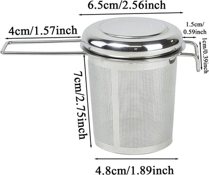 Stainless Steel Tea Infuser | Foldable Drinks Strainer | Lightweight Anti-Drip Tea Infuser with Lid for Home, Kitchen, Camping, Travel, Workplace