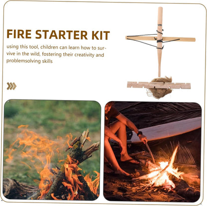 Kisangel Bow Drill Fire Starters Kit Compact Outdoor Tool for Camping Hiking Lightweight Ergonomic Design Safe Wood Materials for Emergency Fire Making Portable Survival Gear