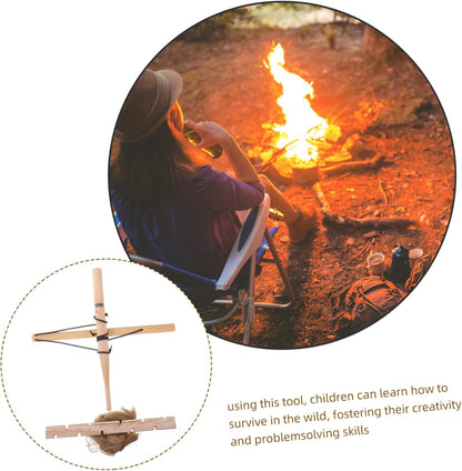 Kisangel Bow Drill Fire Starters Kit Compact Outdoor Tool for Camping Hiking Lightweight Ergonomic Design Safe Wood Materials for Emergency Fire Making Portable Survival Gear