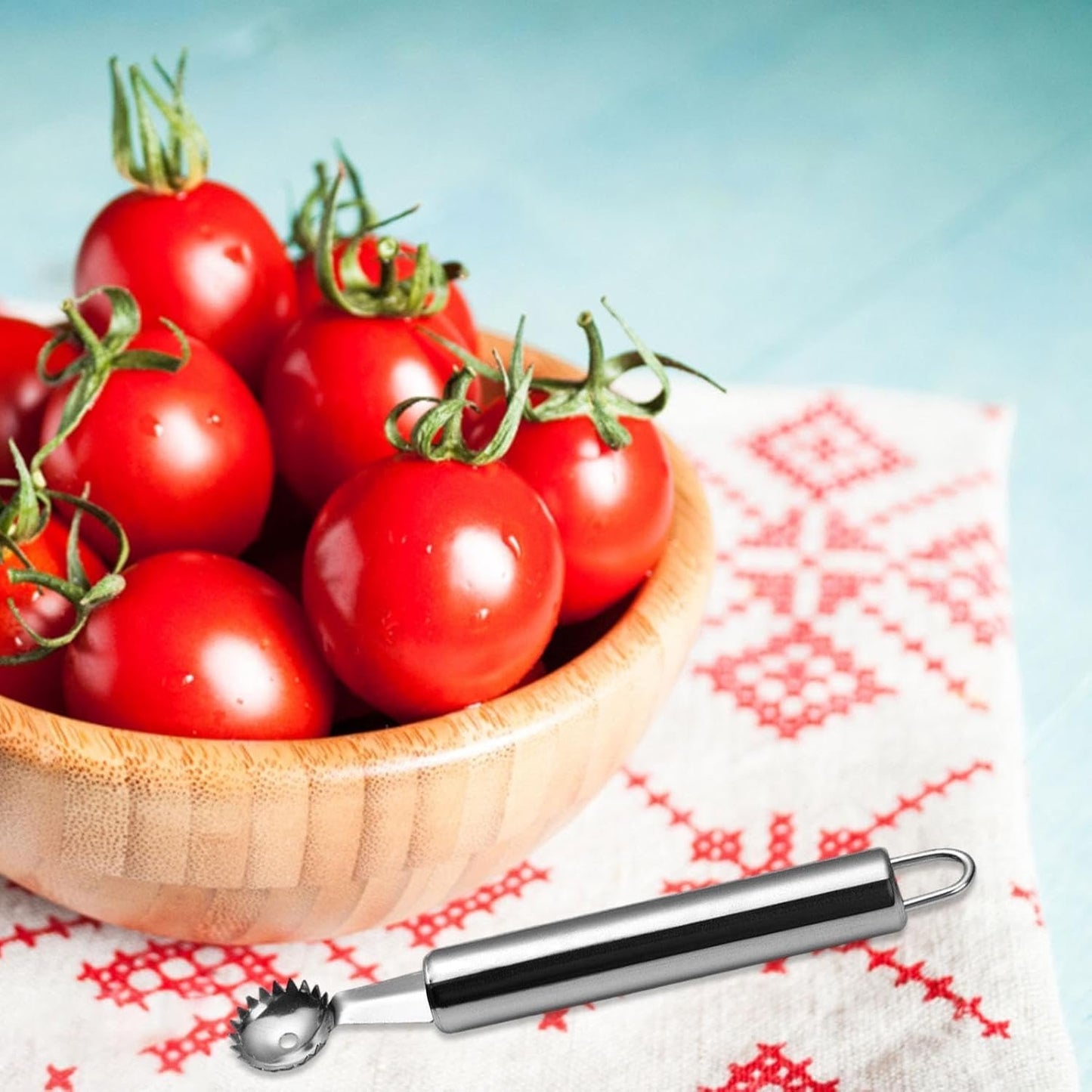 Strawberry Stem Remover Tool â€“ Stainless Steel Tomato Corer & Vegetable Fruit Stem Remover, Portable Kitchen Gadget | Easy-to-Use Remover for Fresh Produce, Ideal for Quick Food Prep