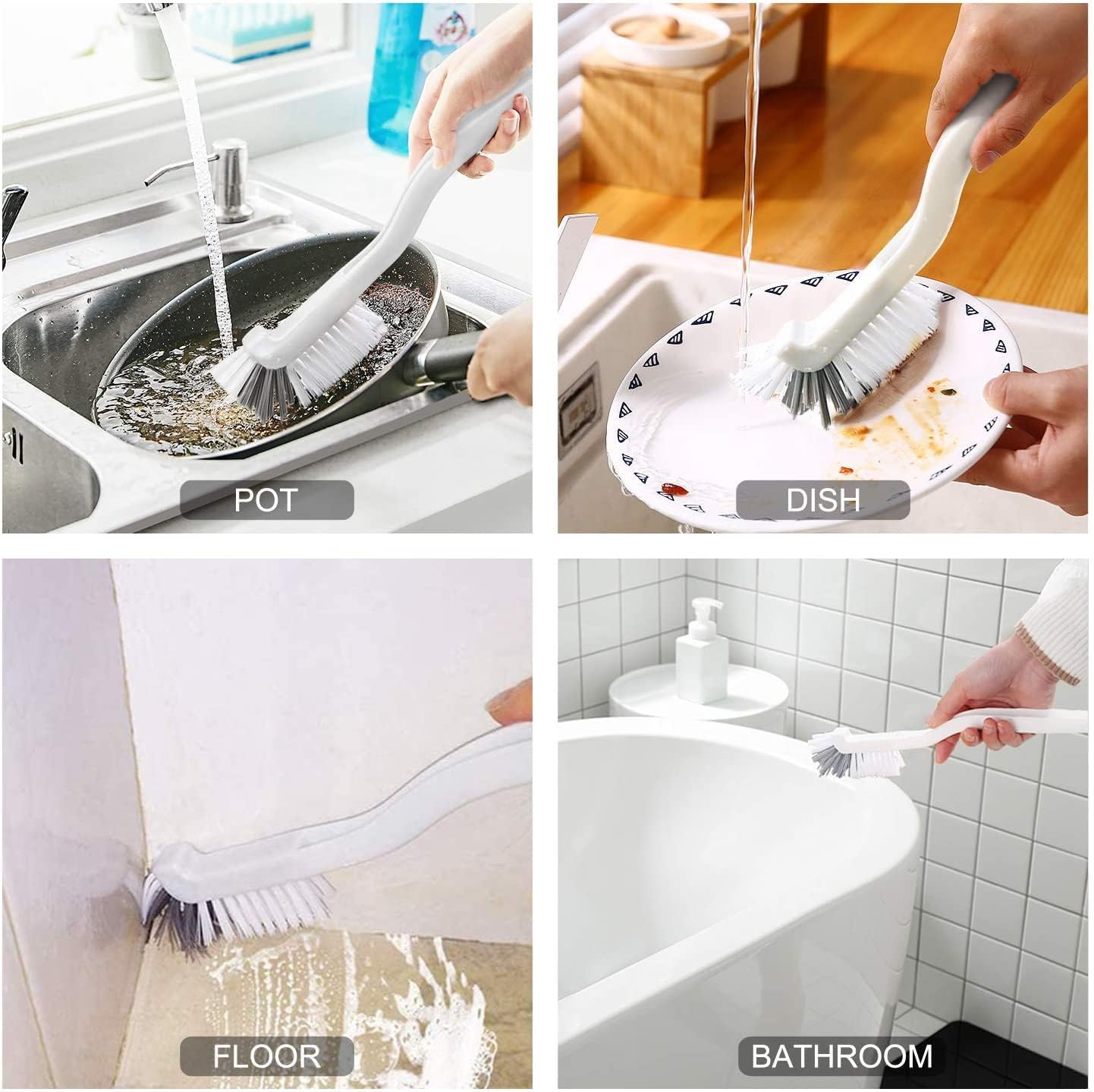 DABOBOTOOL4 Pieces Cleaning Brush Small Scrub Brush for Cleaning Bottle Sink Kitchen Brush, Edge Corner Grout Bathroom Cleaning Brushes, Sliding Door or Window Cleaning Brush