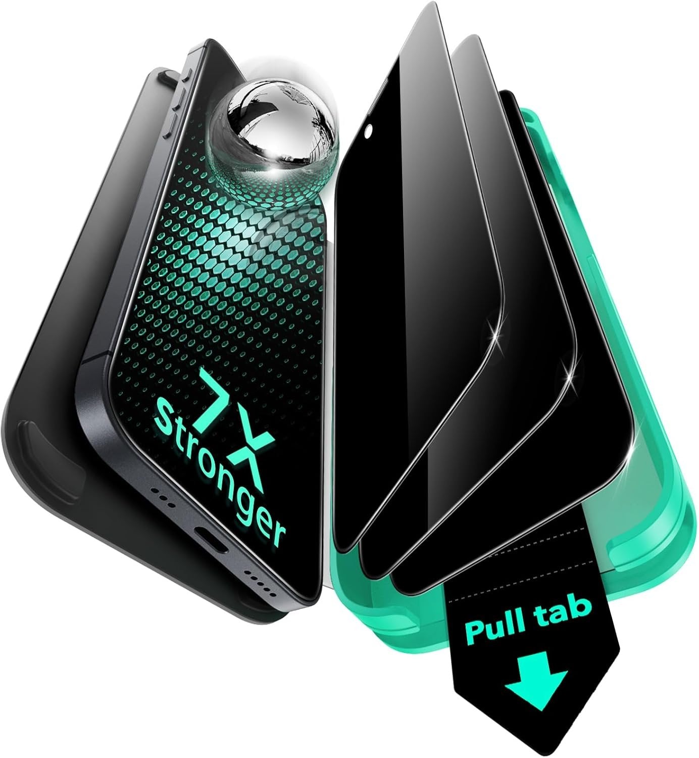 ESR 3 Pack 9H+ Glass for iPhone 16 Pro Max Privacy Screen Protector, [Military Grade Shatterproof & Longest Durable] Anti-spy Tempered Glass with Updated Easy Installation Tool