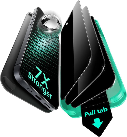 ESR 3 Pack 9H+ Glass for iPhone 16 Pro Max Privacy Screen Protector, [Military Grade Shatterproof & Longest Durable] Anti-spy Tempered Glass with Updated Easy Installation Tool