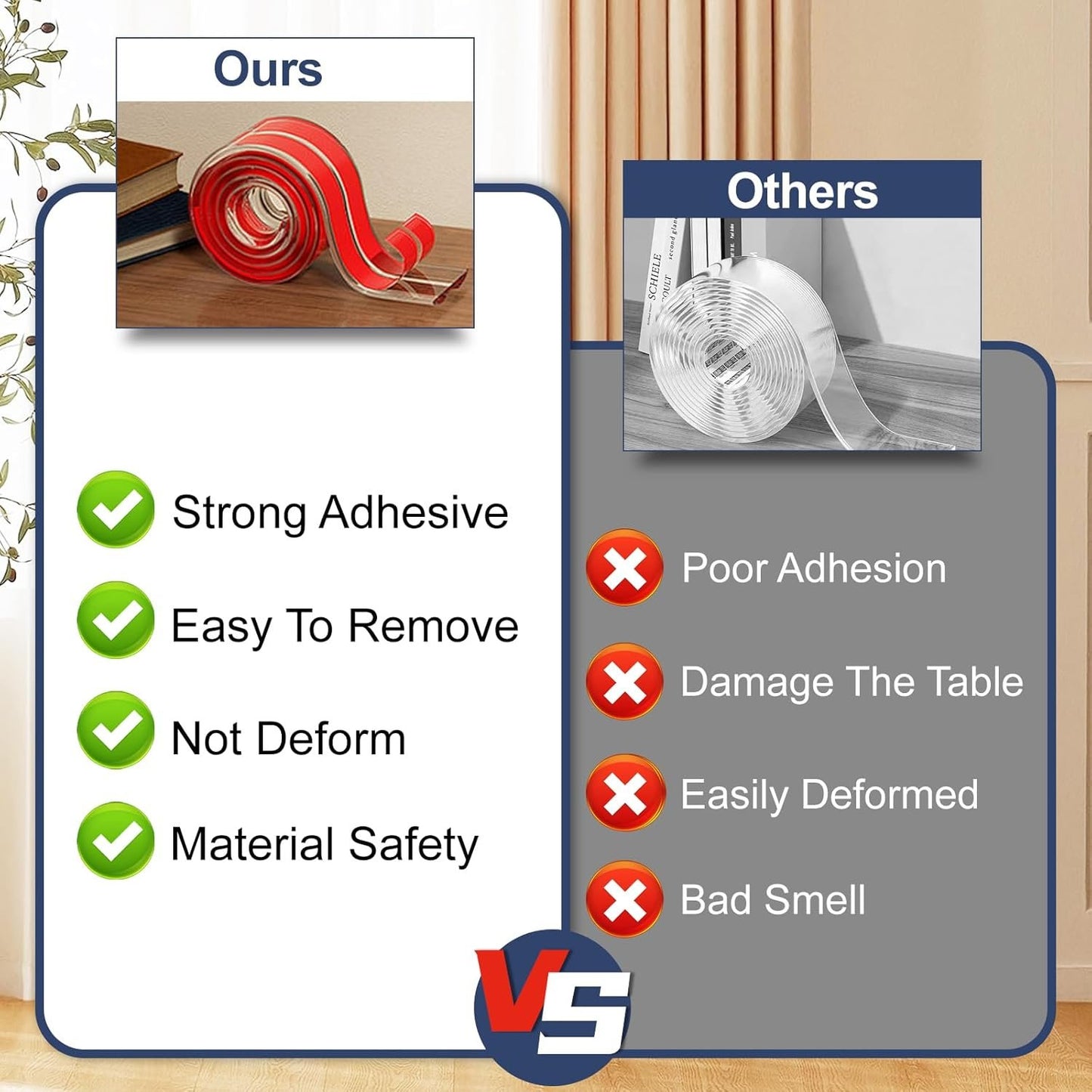 Baby Proofing, Clear Edge Protector Strip, Silicone Soft Corner Protectors for Kids Safety with Pre-Taped Strong Adhesive, Edge Protectors for Cabinets, Tables, Drawers-16.4FT(0.4"X0.4")