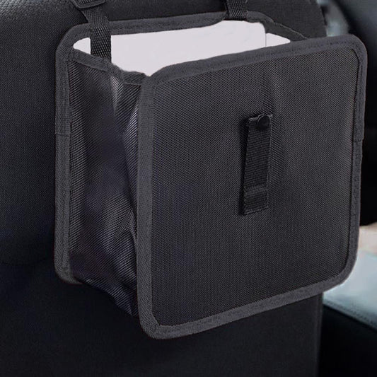 Car Trash Can Foldable Hanging Waterproof Leakproof Storage Garbage Bag Vehicle Garbage Can for Car Interior Accessories with Large Capacity Bin (Black, 9Inch)