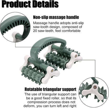 olelo Muscle Massage Roller Fascia and Anti Cellulite Roller Fat Blasting Release Mini Trigger Point Deep Tissue Myofascial Release Tool Massage Strap for Back, Neck, Waist, Legs (Black Green)
